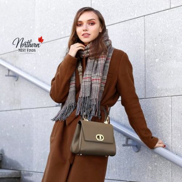 Leather Top Handle Tote Bag Multiple Internal Pockets Elegant Satchel Purse - Picture 2 of 7